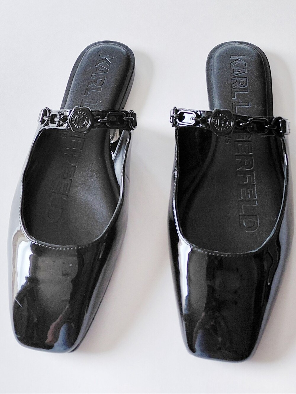 KARL LAGERFELD Women's Zilla Square Toe Black Mules Size 8.5M